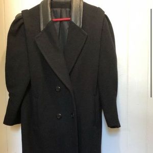 Wool Coat with Leather Collar